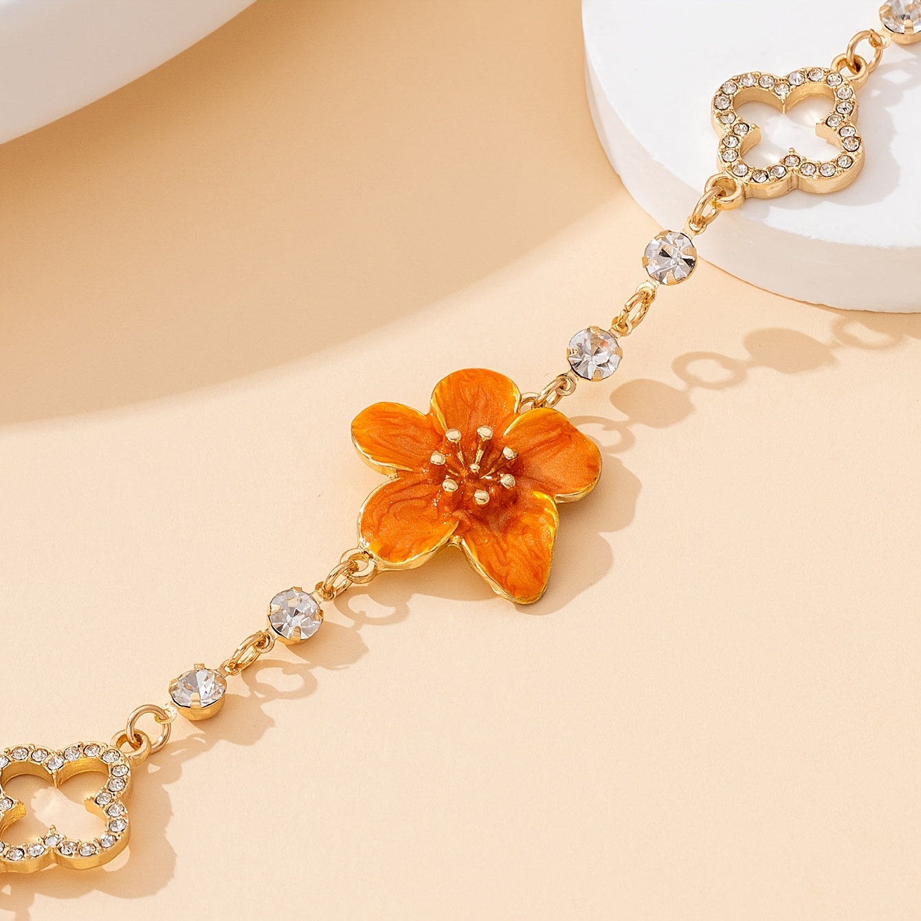 Luxurious Glass Flower Necklace, Anniversary Gift